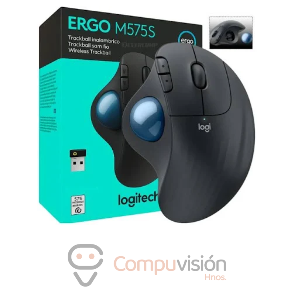 MOUSE LOGITECH ERGO M575S TRACKBALL WIRELESS BT BLACK