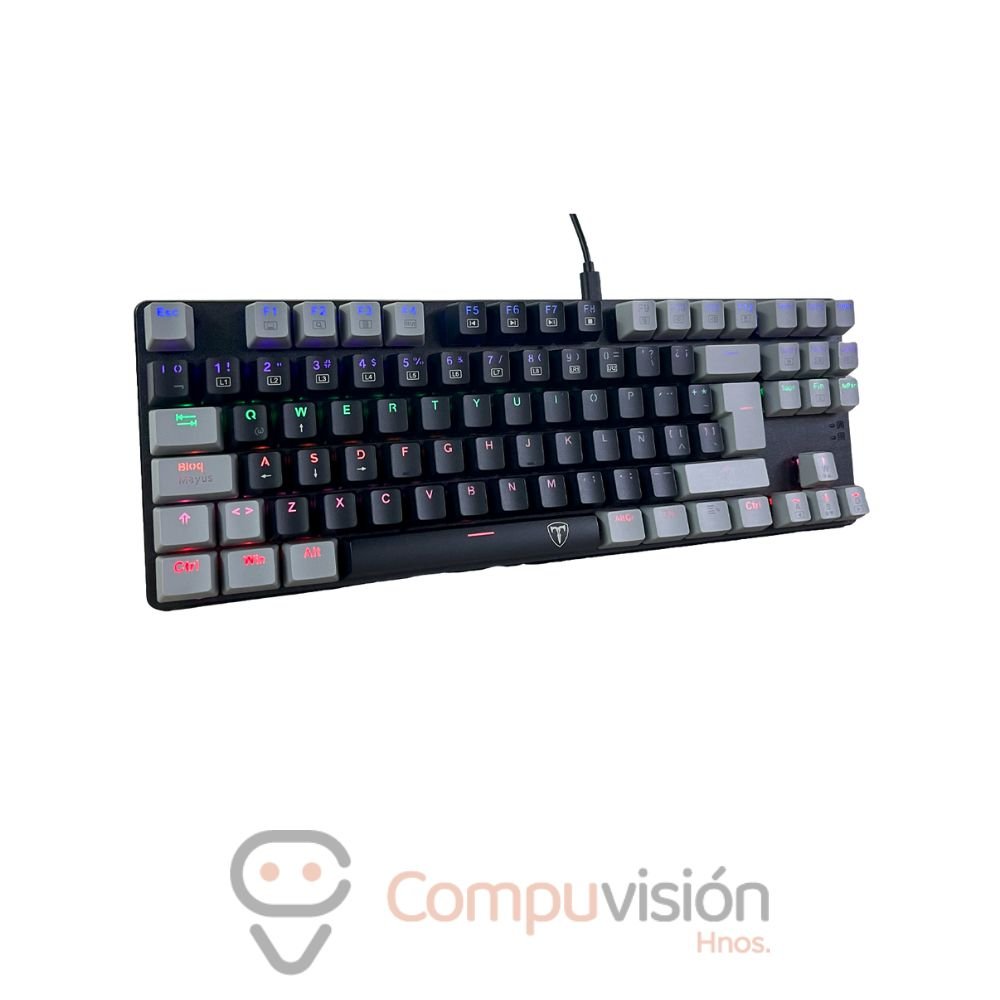 TECLADO GAMER T-DAGGER NAXOS BLACK/GREY SWITCH RED LED RAINBOW ESPAÑOL CABLE