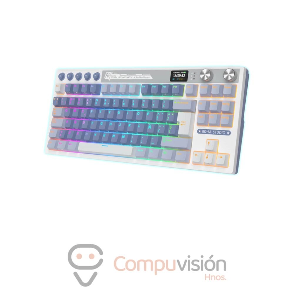 TECLADO GAMER ROYAL KLUDGE RK-M87 PRO TKL RGB WIRELESS OCEAM BLUE -CREAMY SWICHT