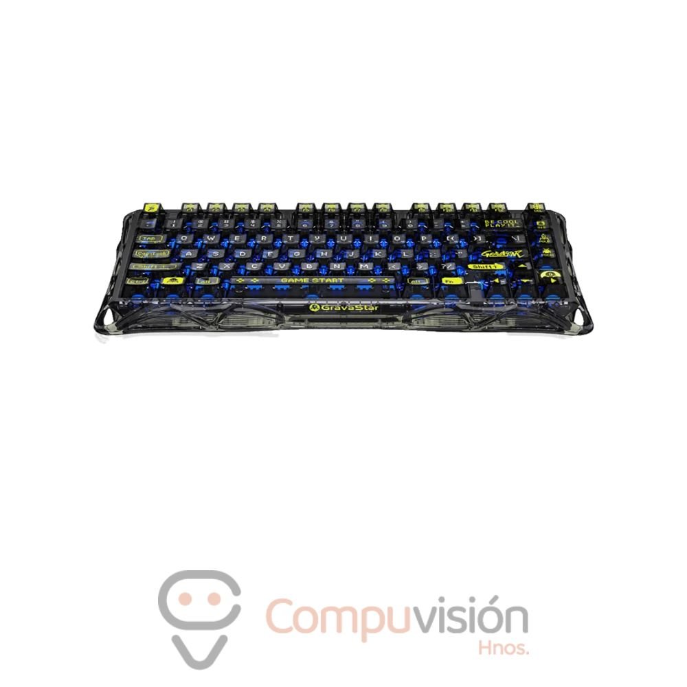 TECLADO GAMER GRAVASTAR MERCURY K1 LITE WIRELESS/INALAMBRICO TRANSPARENT BLACK ENGLISH, INGLES