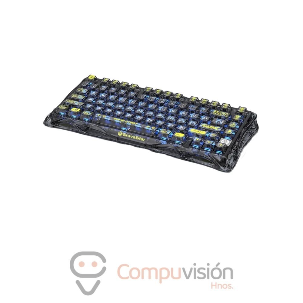 TECLADO GAMER GRAVASTAR MERCURY K1 LITE WIRELESS/INALAMBRICO TRANSPARENT BLACK ENGLISH, INGLES
