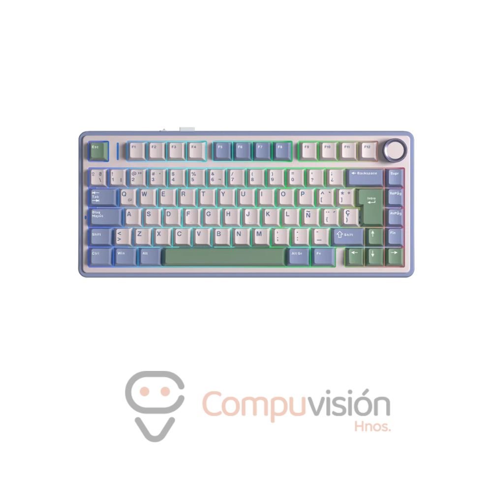 TECLADO AULA F75 75% RGB WIRELESS PURPLE+BEIGE+GREEN-REAPER SWITCH ESPAÑOL