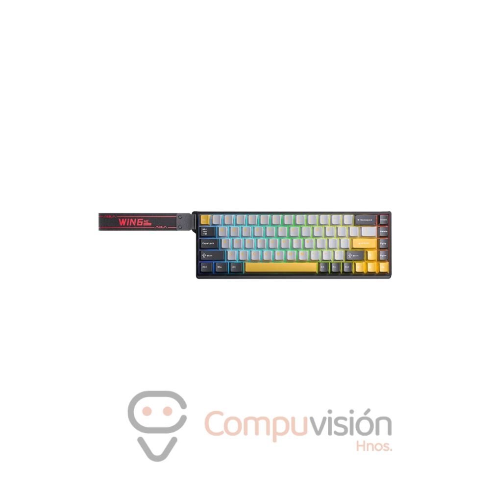 TECLADO GAMER AULA WIN68HE MAX 65% CABLE USB DARK GRAY+LIGHT GRAY+YELLOW MAGNETIC SWIC