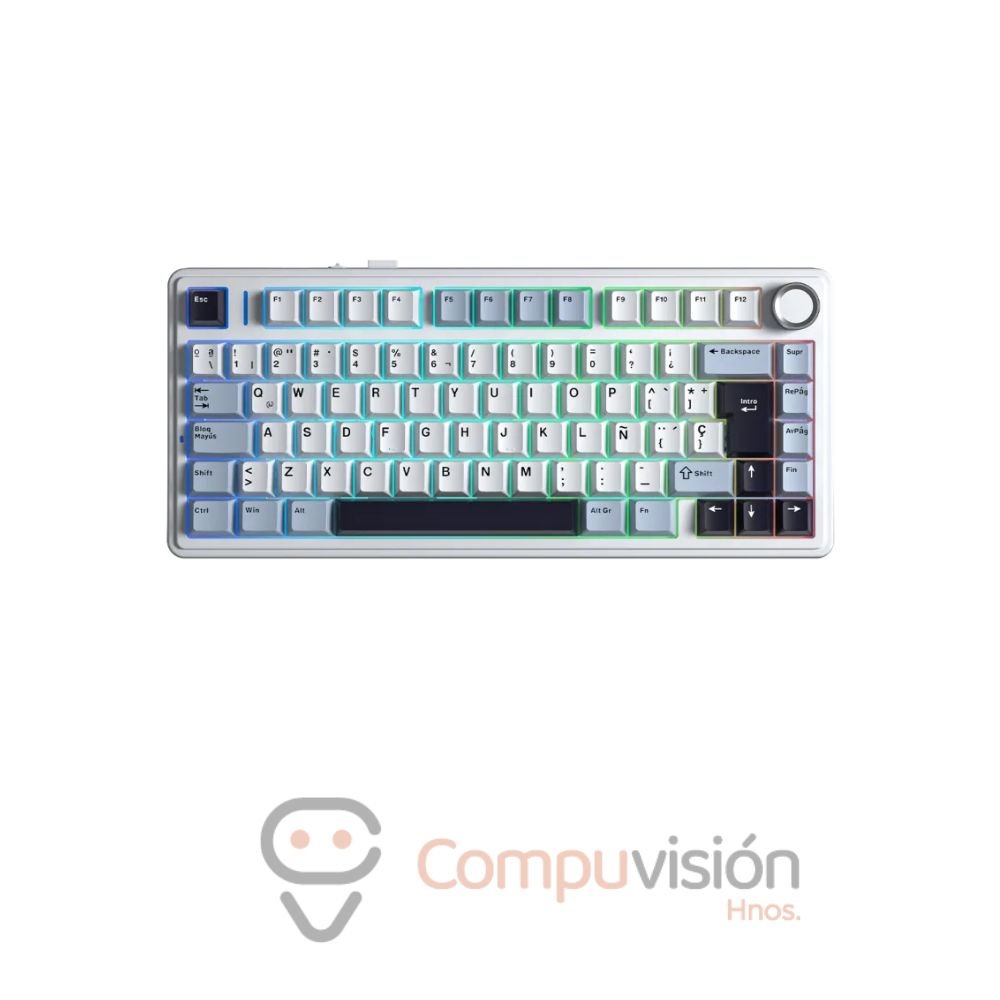 TECLADO GAMER AULA F75 75% RGB WIRELESS BLUE+ WHITE+PURPLE-REAPER SWITCH ESPAÑOL