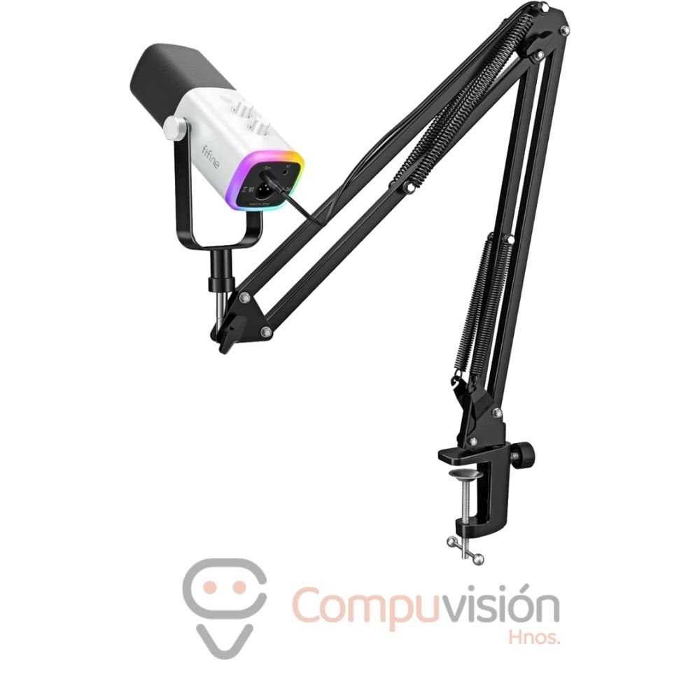 MICROFONO FIFINE AM8T WHITE DINAMICO CON BRAZO