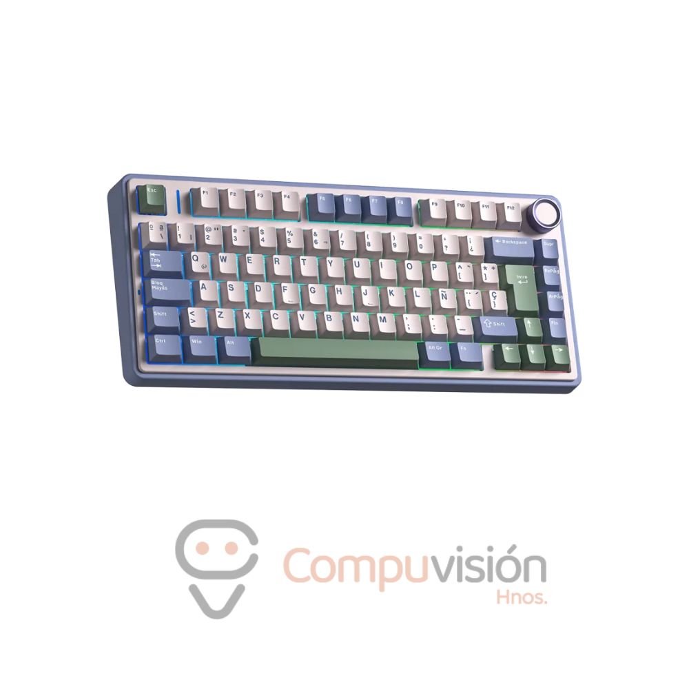 TECLADO AULA F75 75% RGB WIRELESS PURPLE+BEIGE+GREEN-REAPER SWITCH ESPAÑOL