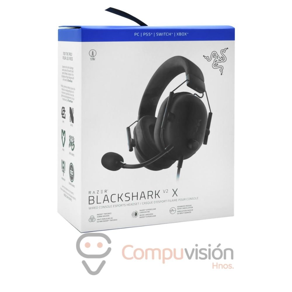 AUDIFONO GAMER RAZER BLACKSHARK V2 X BLACK PLAYSTATION PC,PS5 3.5mm