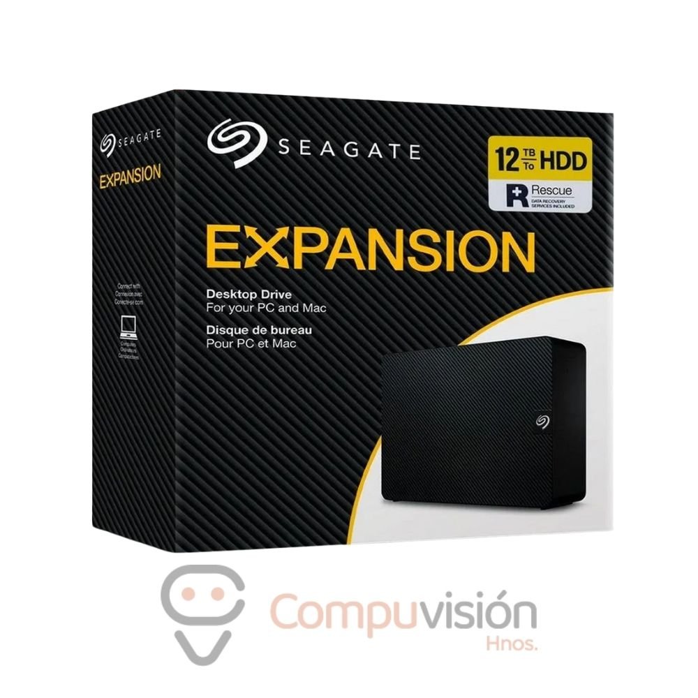 DISCO EXTERNO SEAGATE 12TB EXPANSION 3.0 RESCUE BLACK PC-MAC STKP12000400
