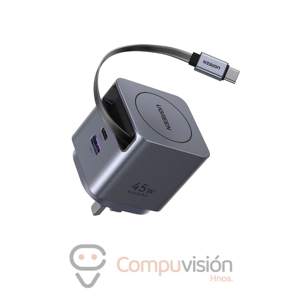 CARGADOR UGREEN NEXODE PRO 45 WATTS CABLE RETRACTIL 65821