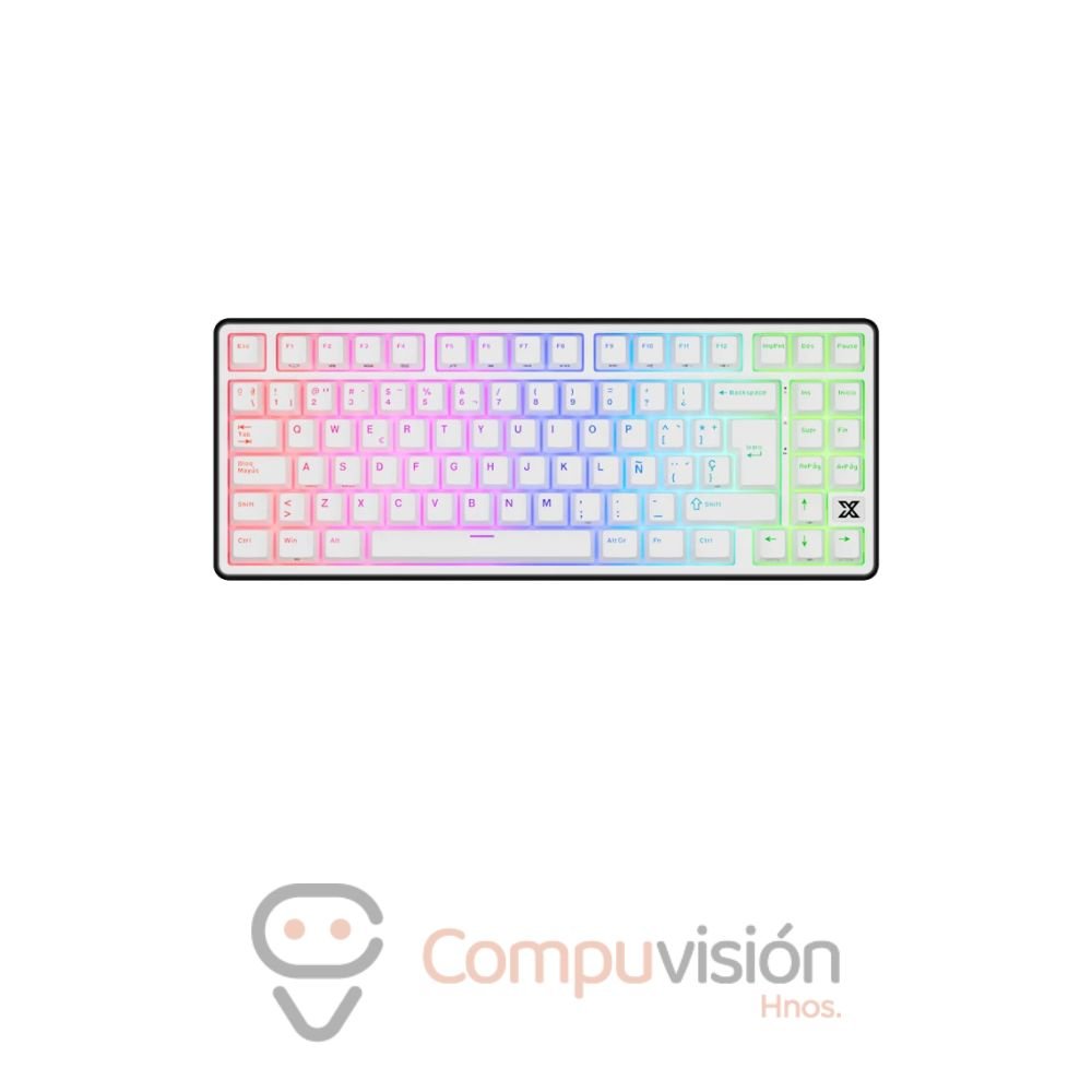 TECLADO GAMER ROYAL KLUDGE RK X87 CABLE USB BLACK/WHITE NIGHT CREAMY SWITCH CABLEADO