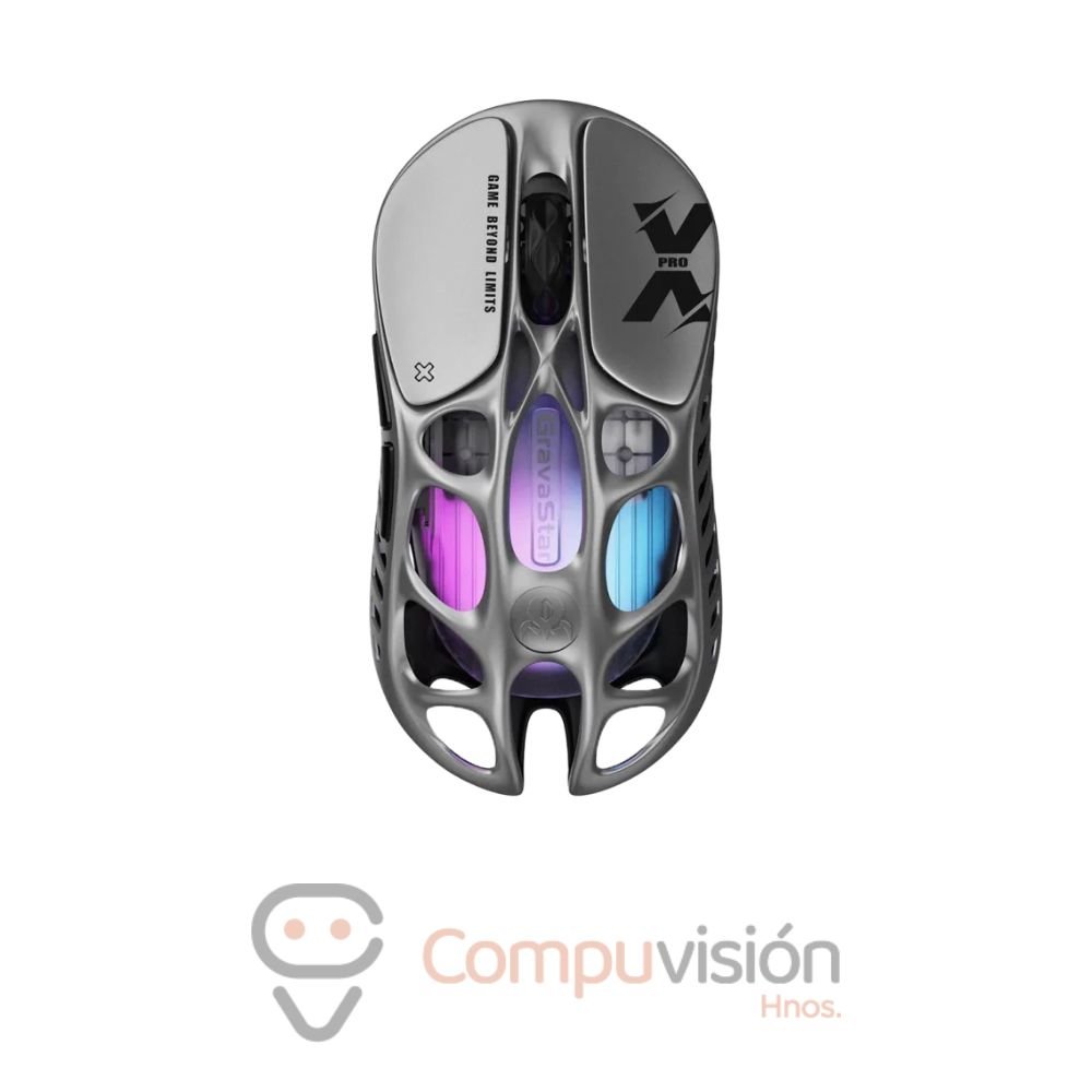 MOUSE GAMER GRAVASTAR MERCURY X PRO, WIRELESS  INTERSTELLAR SILVER 8000 HZ 32000 DPI