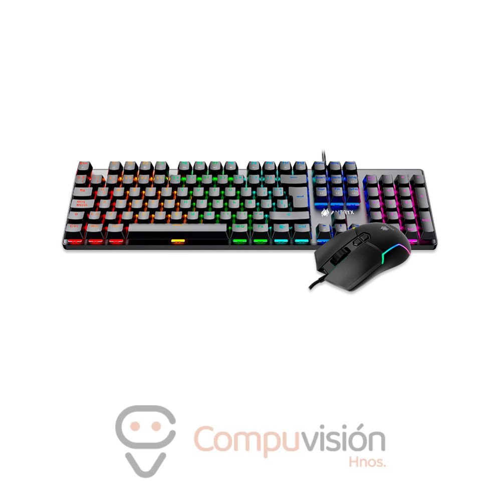 KIT/COMBO GAMER ANTRYX TECLADO+MOUSE GC-3500 BLACK CABLEADO MECANICO RAINBOW SWITCH RED ESPAÑOL