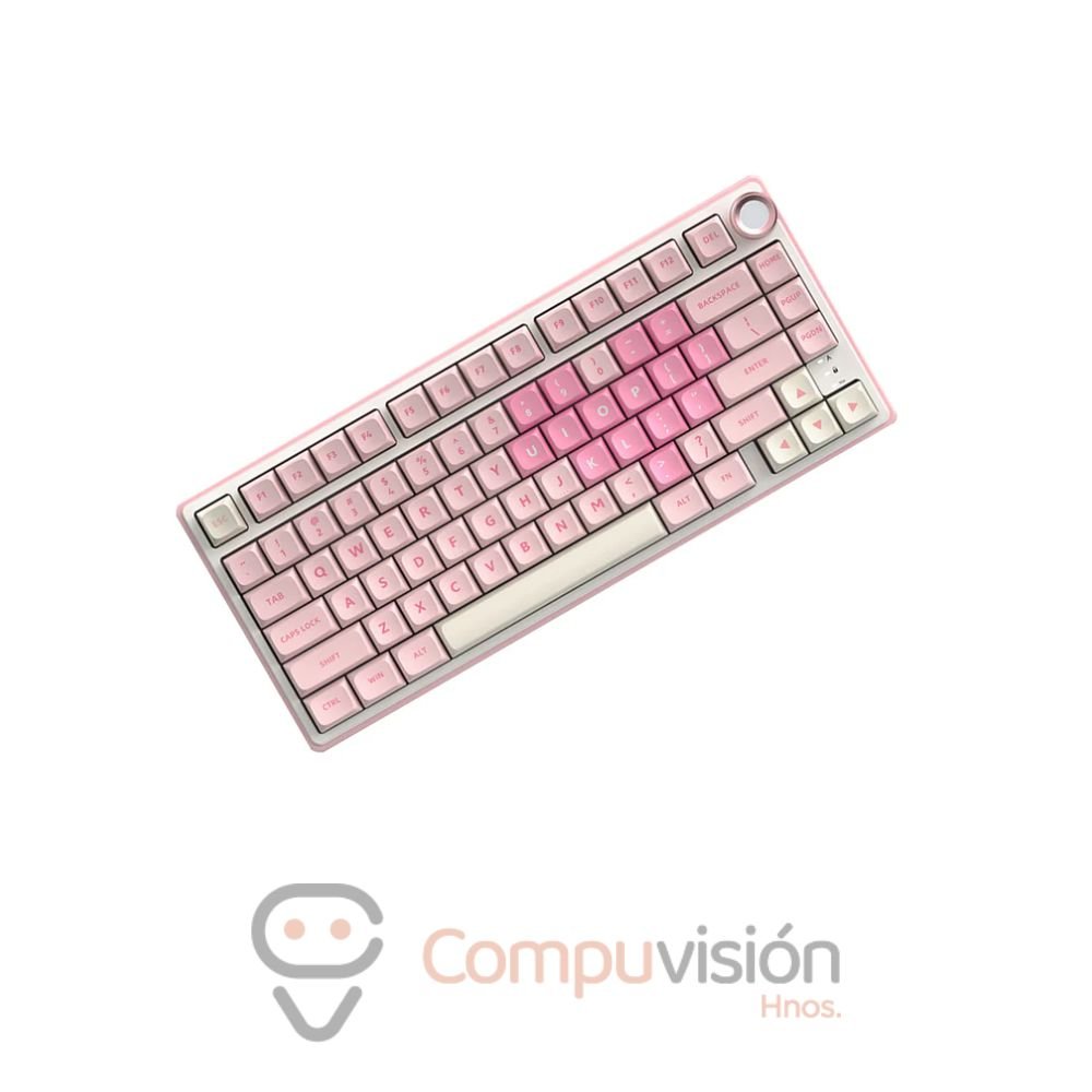 TECLADO GAMER ROYAL KLUDGE RK R75 75% CABLE USB PINK MELODY CREAMY SWITCH CABLEADO