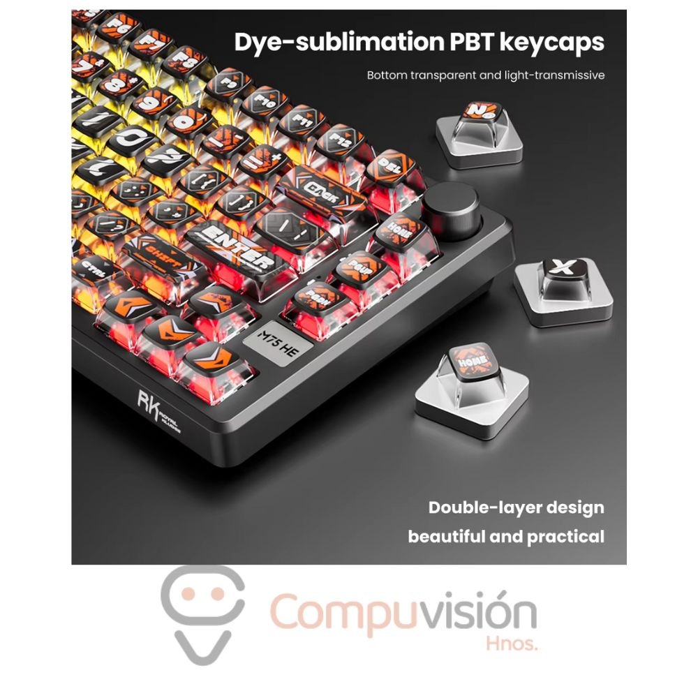 TECLADO GAMER ROYAL KLUDGE RK-M75 HE CABLE USB HEPHAESTUS MINT MAGNETIC SWITCH