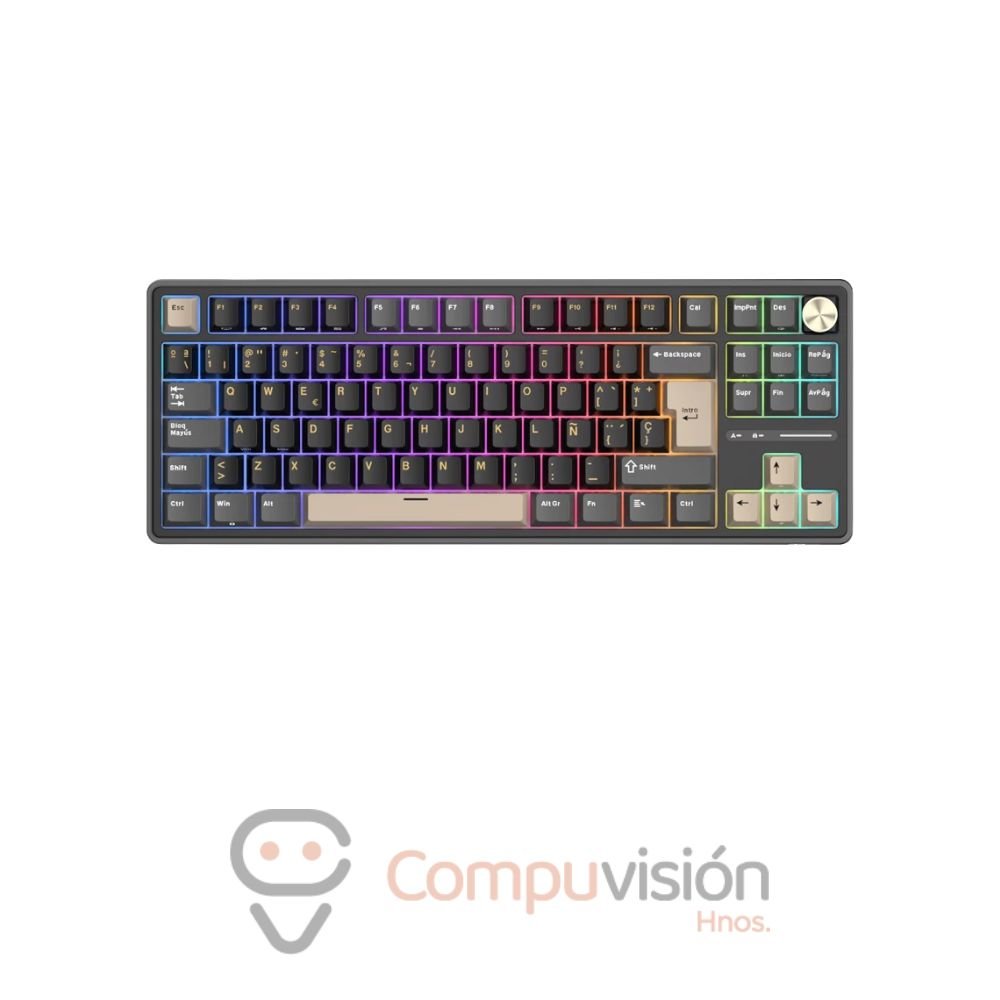 TECLADO GAMER ROYAL KLUDGE RK-R87PRO TKL CABLEADO PHANTOM CREAMY SWITCH CABLEADO