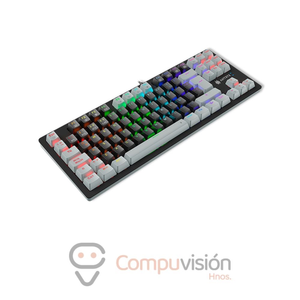 TECLADO GAMER ANTRYX MK 845 TRIX BLACK/GRIS RGB 80% WIRELESS SWITCH RED ESPAÑOL