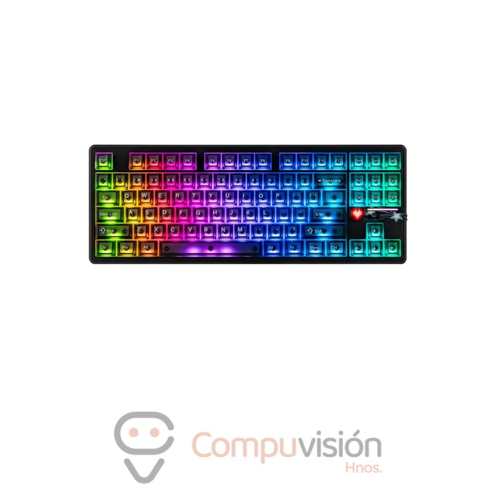 TECLADO GAMER AULA F87 87% PRO V2 BLACK+BLACK FROSTED TRANSPARENT X3 WIRELESS/BT