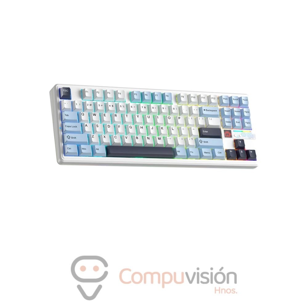 TECLADO GAMER AULA F87 87% PRO V2 WHITE+LIGHT BLUE+WHITE+DARK PURPLE WIRELESS/BT ENGLISH
