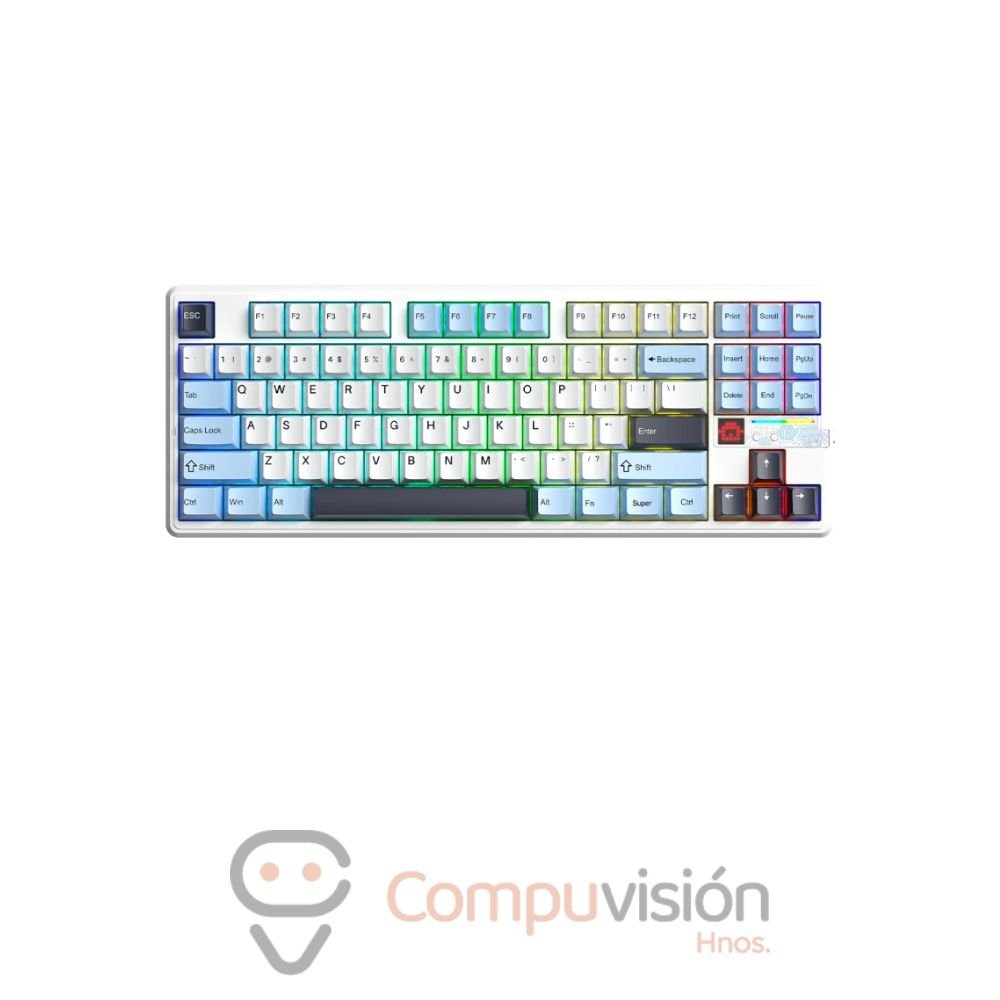 TECLADO GAMER AULA F87 87% PRO V2 WHITE+LIGHT BLUE+WHITE+DARK PURPLE WIRELESS/BT ENGLISH
