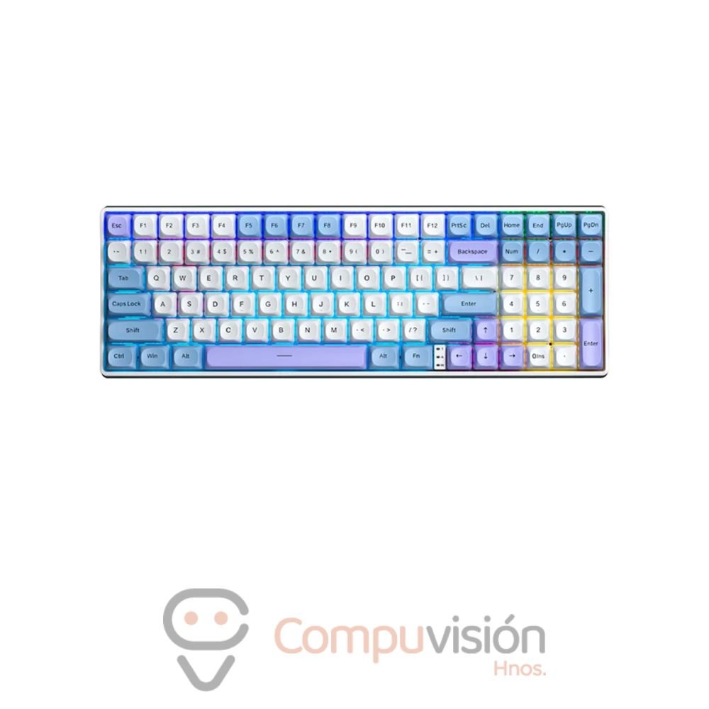 TECLADO GAMER AULA S100 PRO WIRELESS LIGHT BLUE/WHITE/DARK PURPLE-RED SWITCH ENGLISH