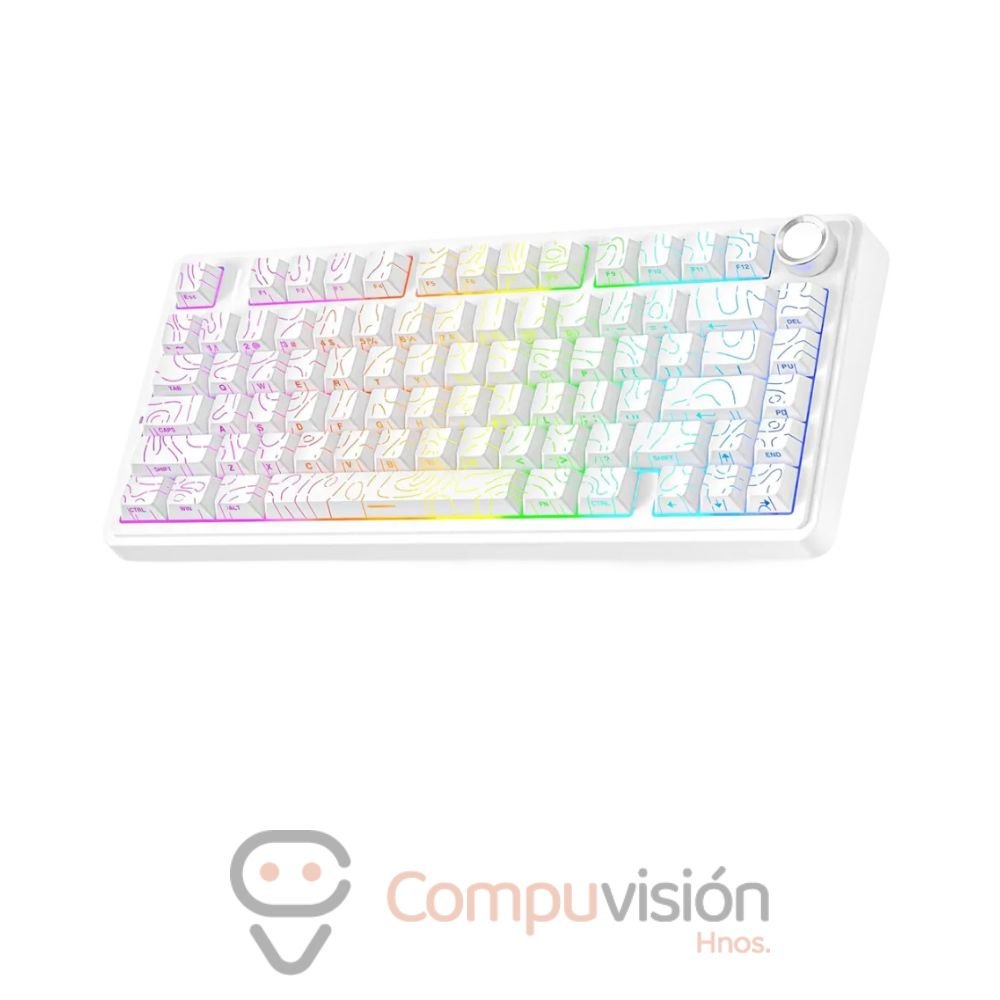 TECLADO GAMER AULA F75 75% RGB WIRELESS WHITE CONTOUR -STAR VECTOR SWITCH