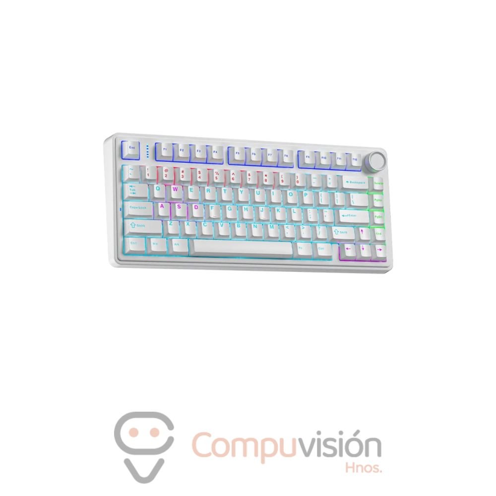 TECLADO GAMER AULA F75 75% CABLE USB RAINBOW WHITE-BLUE SWITCH ENGLISH