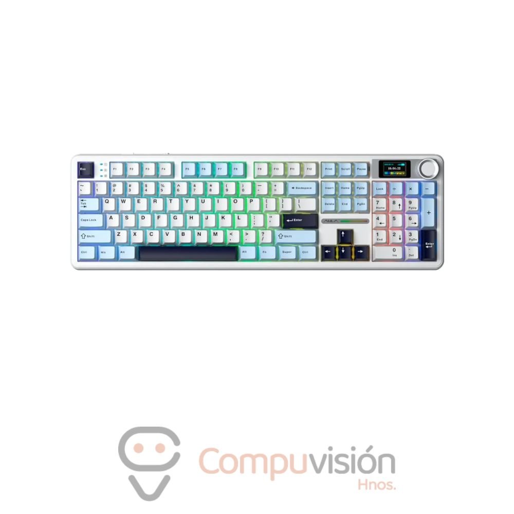 TECLADO GAMER AULA S100 PRO WIRELESS LIGHT BLUE/WHITE/ PURPLE-BROWN S ENGLISH