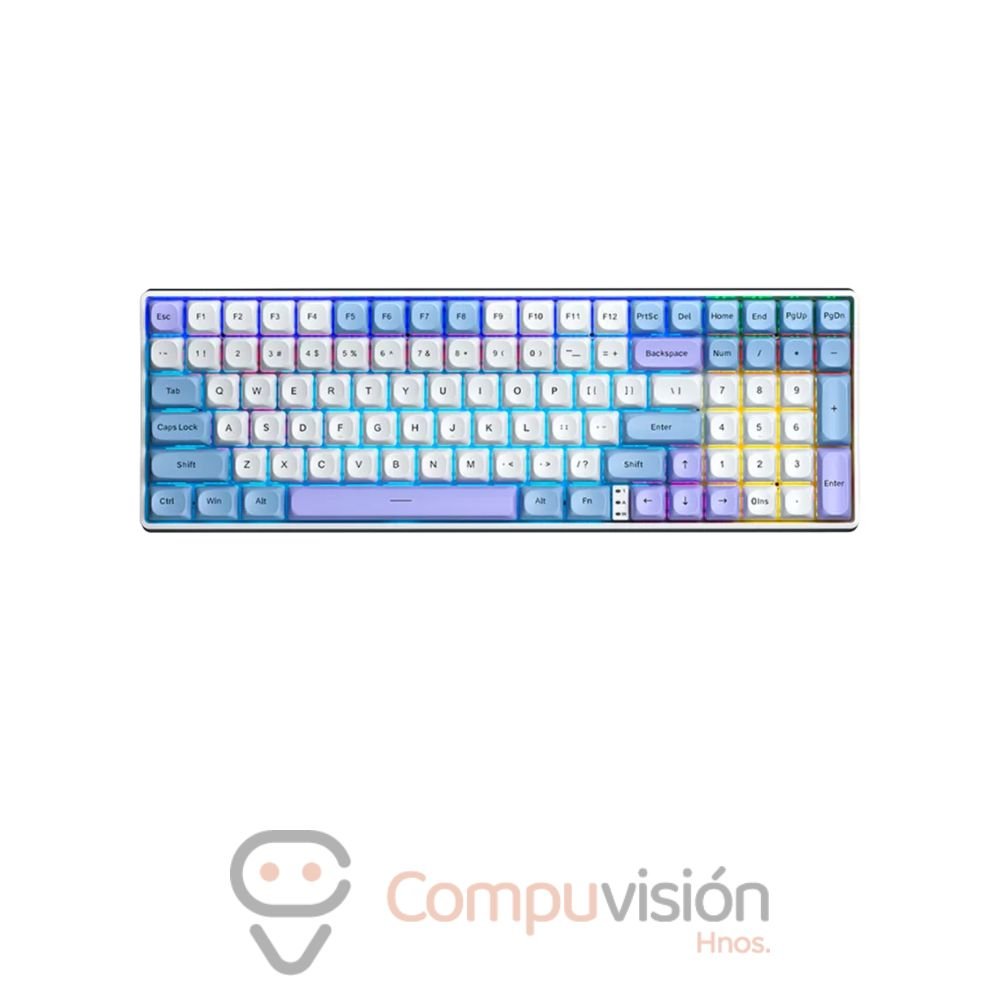TECLADO GAMER AULA S100 PRO WIRELESS LIGHT BLUE/WHITE/DARK PURPLE-RED SWITCH ENGLISH