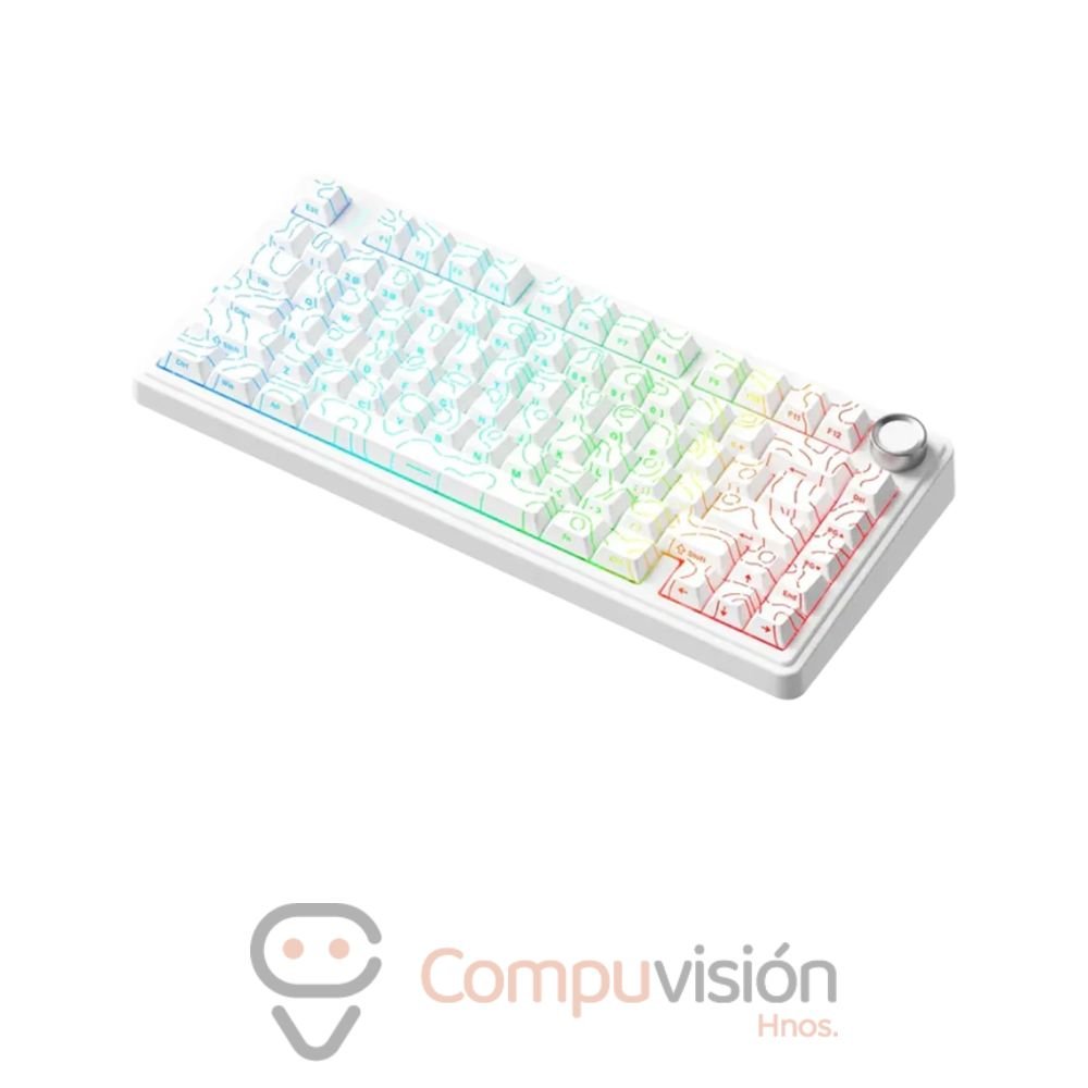 TECLADO GAMER AULA F75 75% RGB WIRELESS WHITE CONTOUR -STAR VECTOR SWITCH