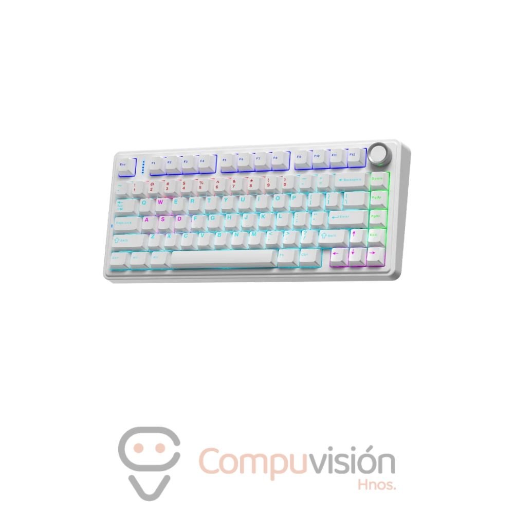 TECLADO GAMER AULA F75 75% CABLE USB RAINBOW WHITE-BLUE SWITCH ENGLISH