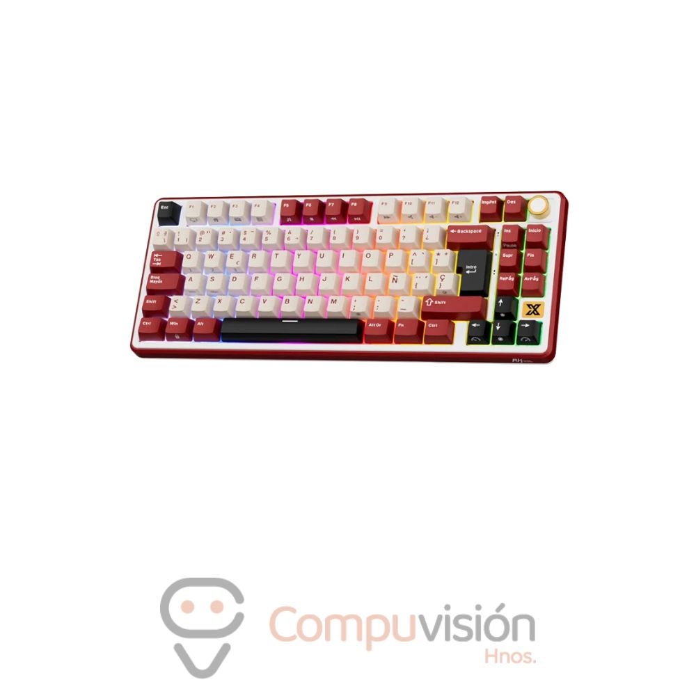 TECLADO GAMER ROYAL KLUDGE RK X87 CABLE BORDEAUX RED CREAMY SWITCH ESPAÑOL