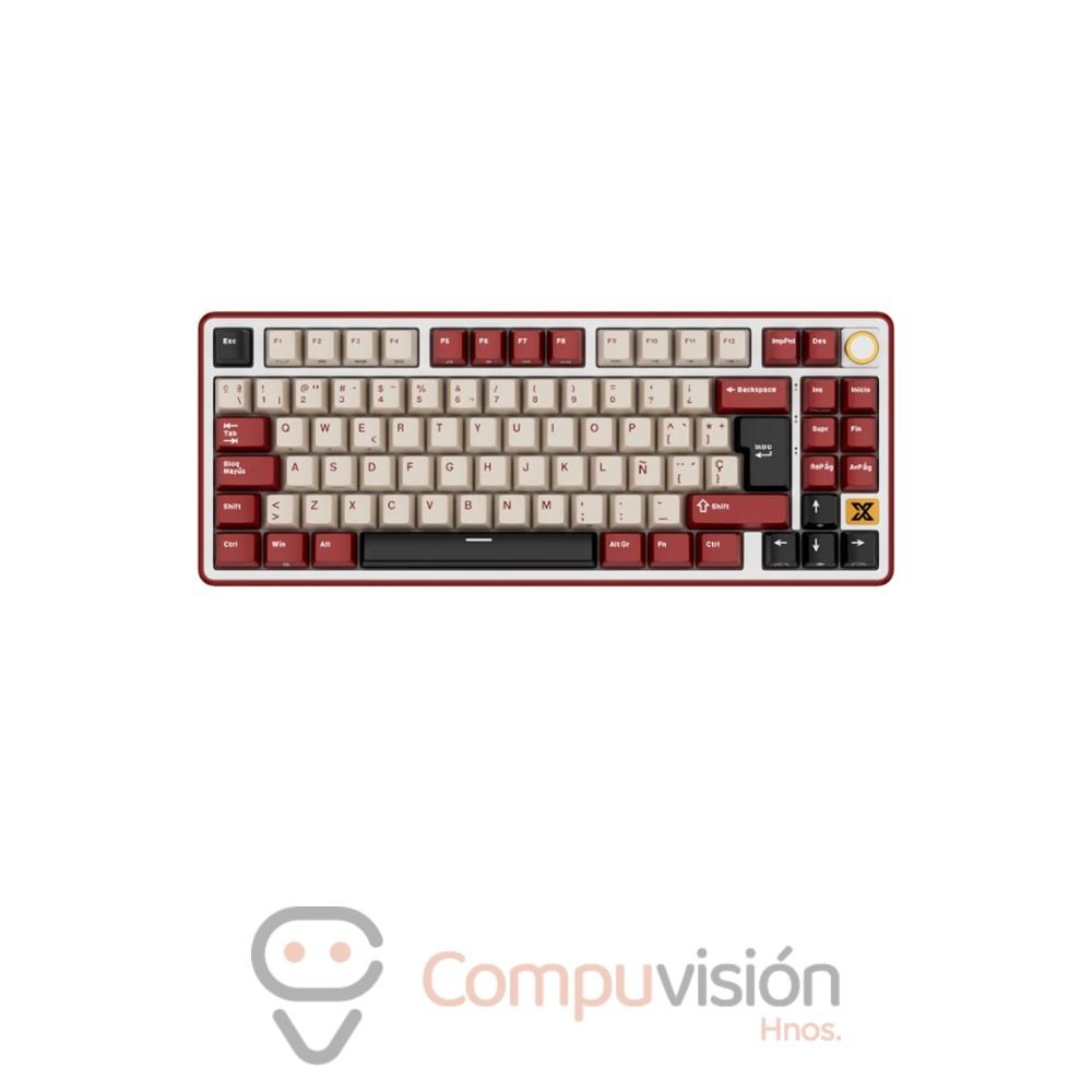 TECLADO GAMER ROYAL KLUDGE RK X87 CABLE BORDEAUX RED CREAMY SWITCH ESPAÑOL