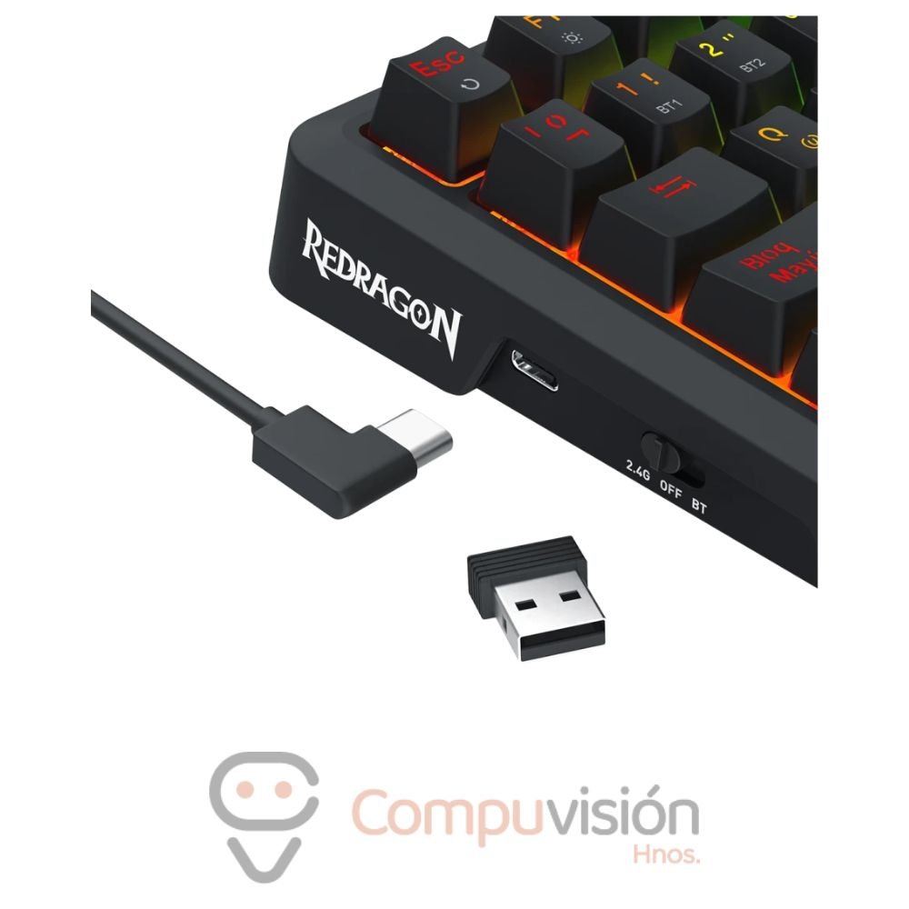 TECLADO GAMER REDRAGON UCAL K724 PRO WIRELESS BLACK MINT MAMBO SWITCH ESPAÑOL