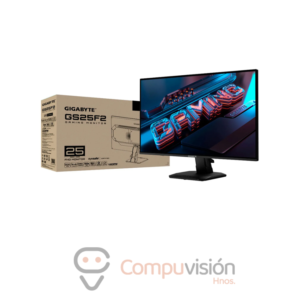 MONITOR LED 25" GIGABYTE GS25F2 PLANO IPS 1920*1080 1MS 200HZ 2*HDMI 1*DP AUDIO