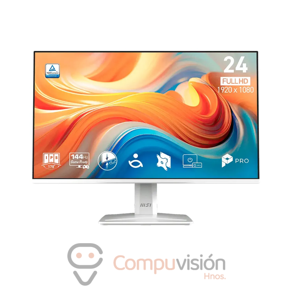 MONITOR 24″ MSI PRO MP243W E14 PLANO FHD 144HZ 1MS IPS, ALTAVOCES, HDMI/DP